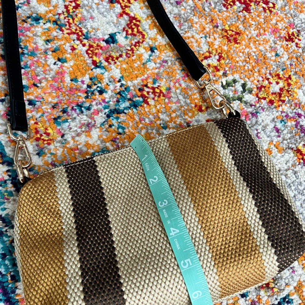 Tory Burch Woven Stripe Crossbody Bag in Tan & Brown - Picture 9 of 11